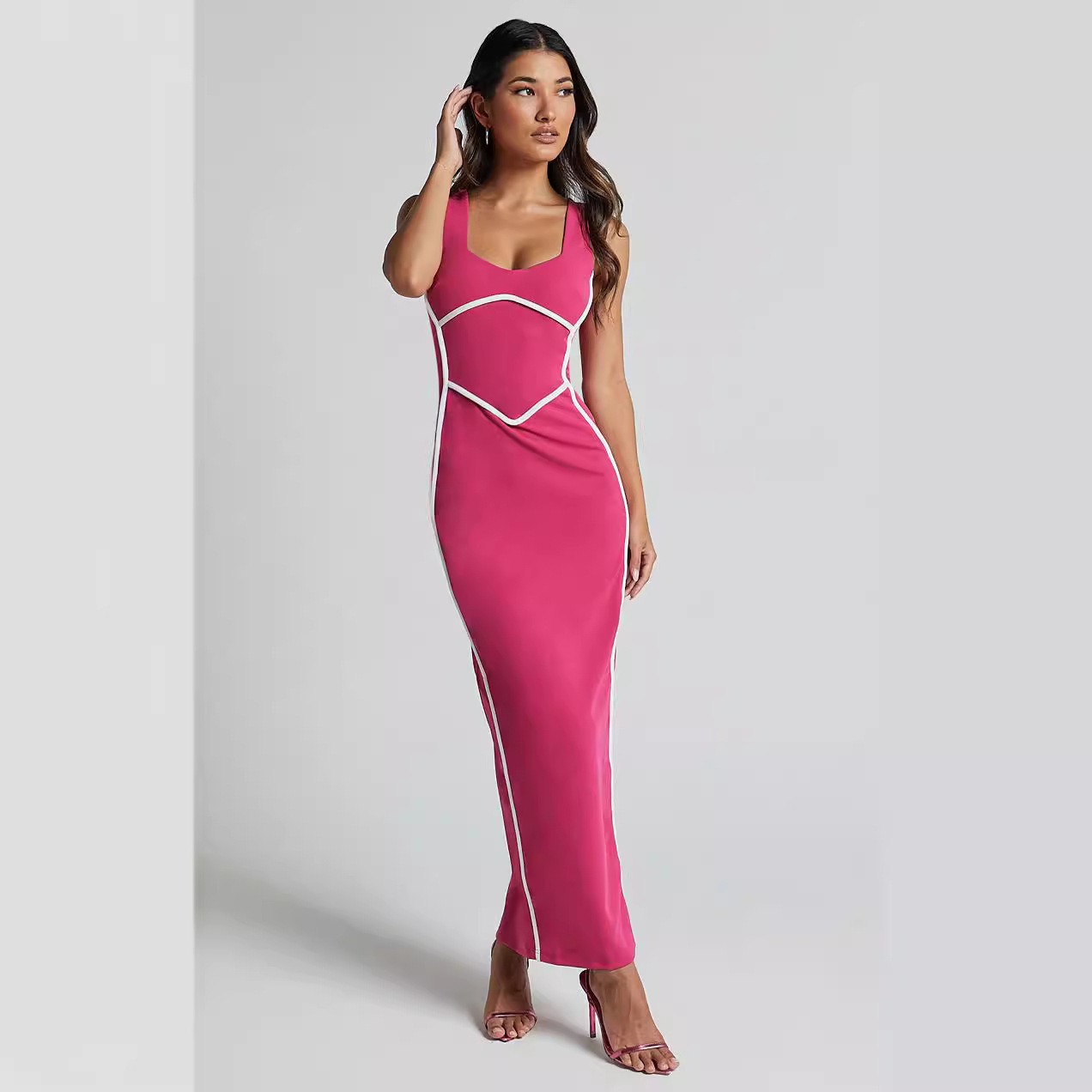 Women's Sexy Color-Block Bodycon Cami Dress