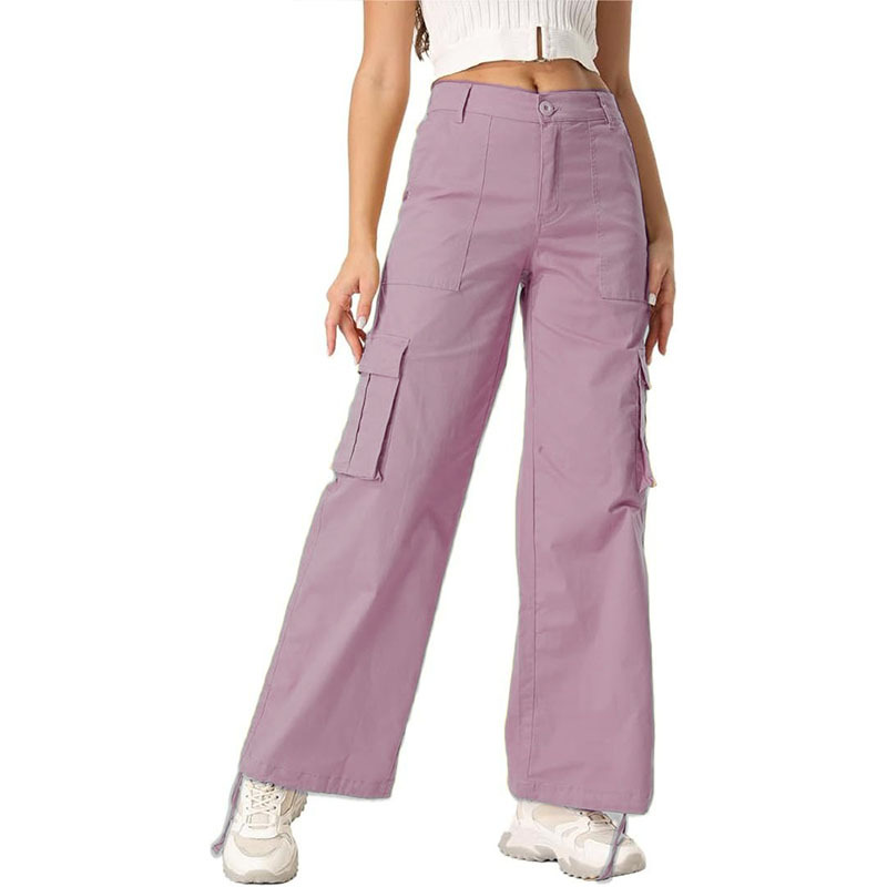 High-Waist Wide-Leg Cargo Pants with Pockets