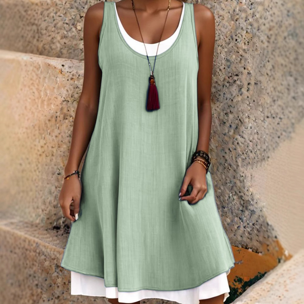 Women's Sleeveless A-Line Tank Dress Loose Fit