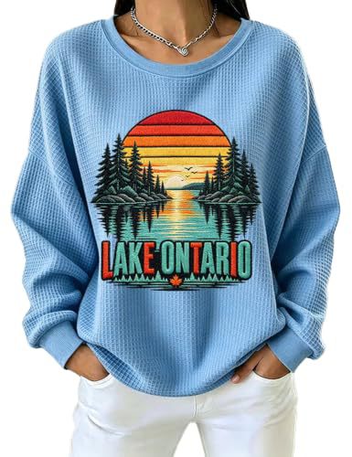Forest Tree Sunset Print Crewneck Long Sleeve Pullover Sweatshirt