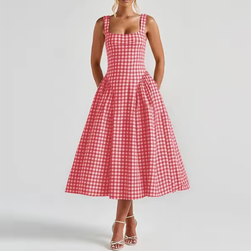 Women's Pleated Floral Print Spliced Cami Long Dress