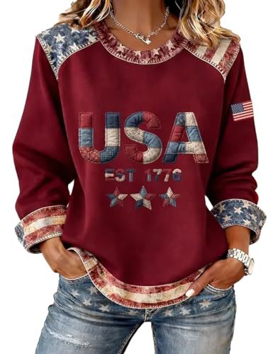 Women's USA Flag Star Print Sweatshirt