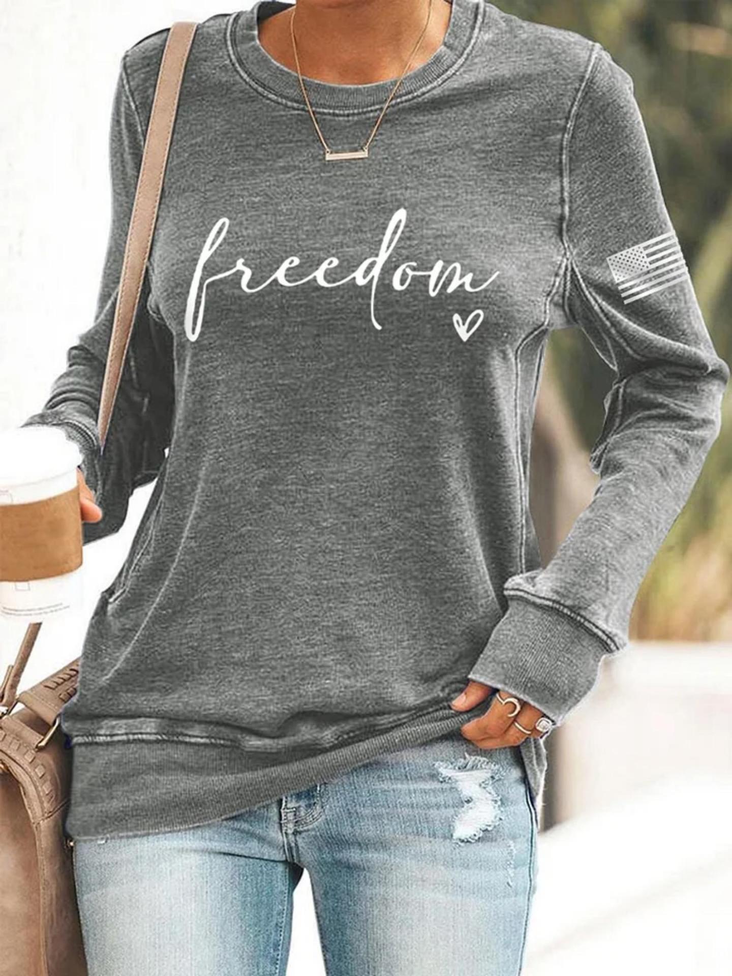 Women's Line Letter Heart Print Crewneck Sweatshirt