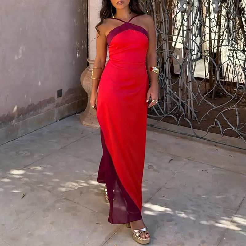 Halter Neck Sleeveless Bodycon Maxi Dress
