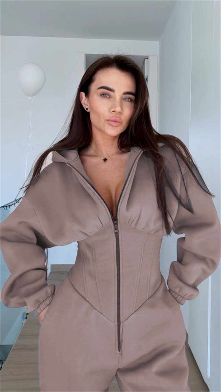 Women's Hooded Jumpsuit Long Sleeve Slim Fit Casual Streetwear