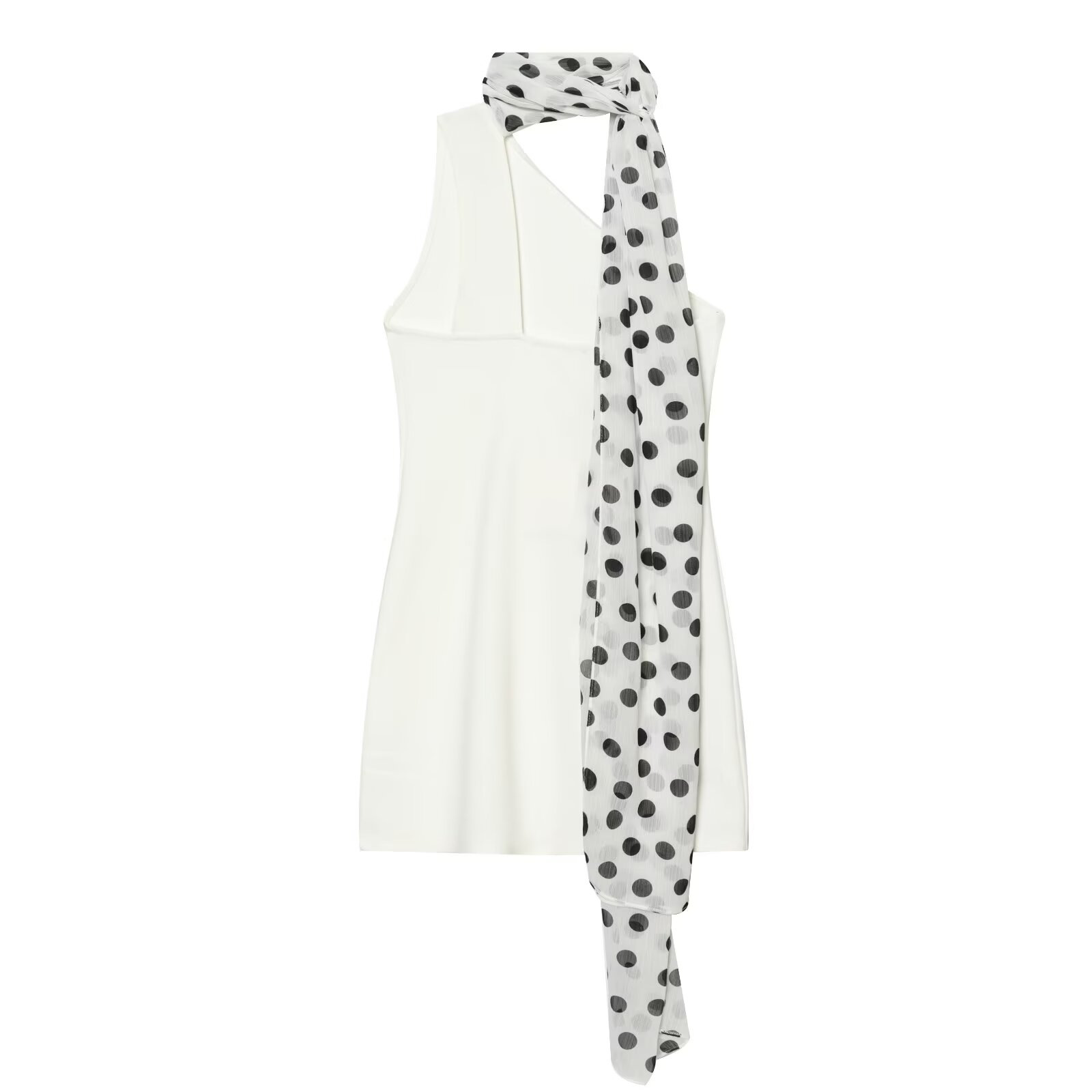 Women's Polka Dot Halter Neck Midi Dress Sleeveless Straight Fit