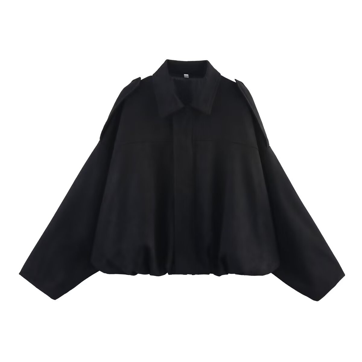 Faux Suede Bomber Jacket with Batwing Sleeves and Zip Front