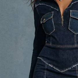 Elegant Vintage Dark Blue Denim Midi Skirt