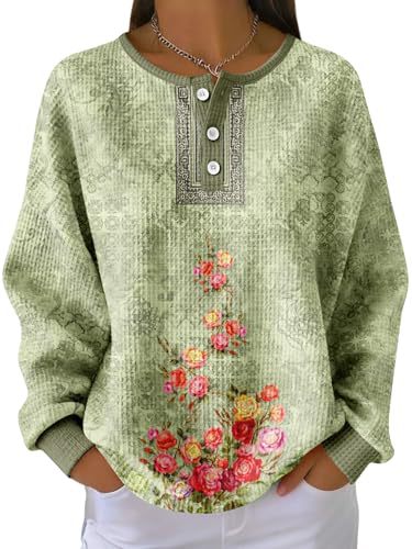 Women's Floral Branch Print Button Sweatshirt