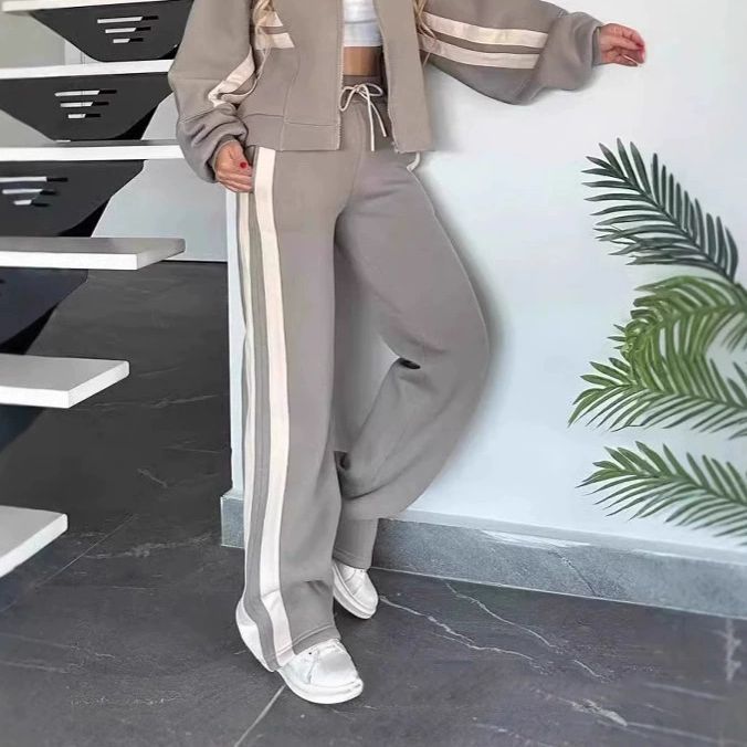 Women's Colorblock Two-Piece Tracksuit Set Zip-Up Cardigan & Pants