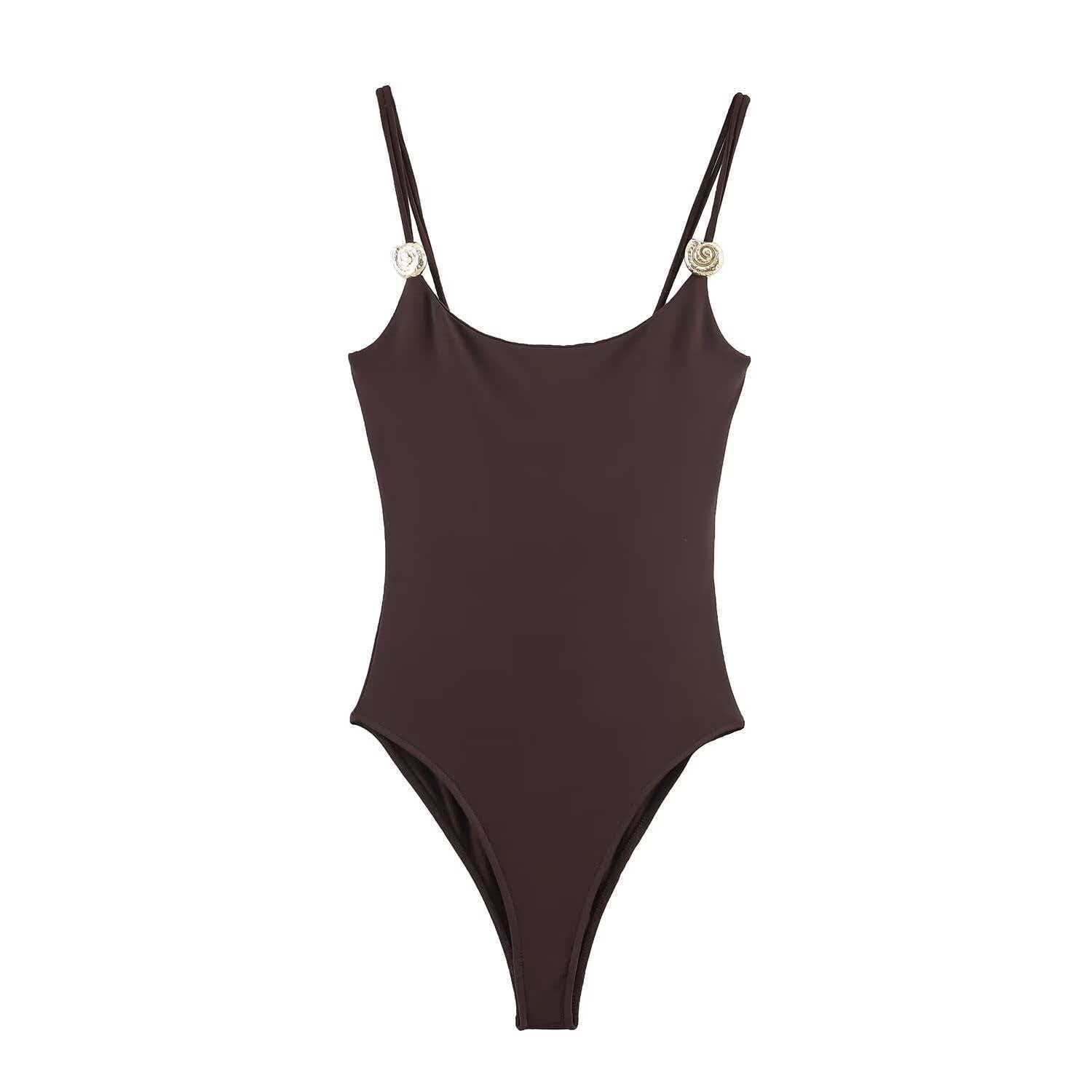 Women's Sexy Metal Floral Double Spaghetti Strap Bodysuit