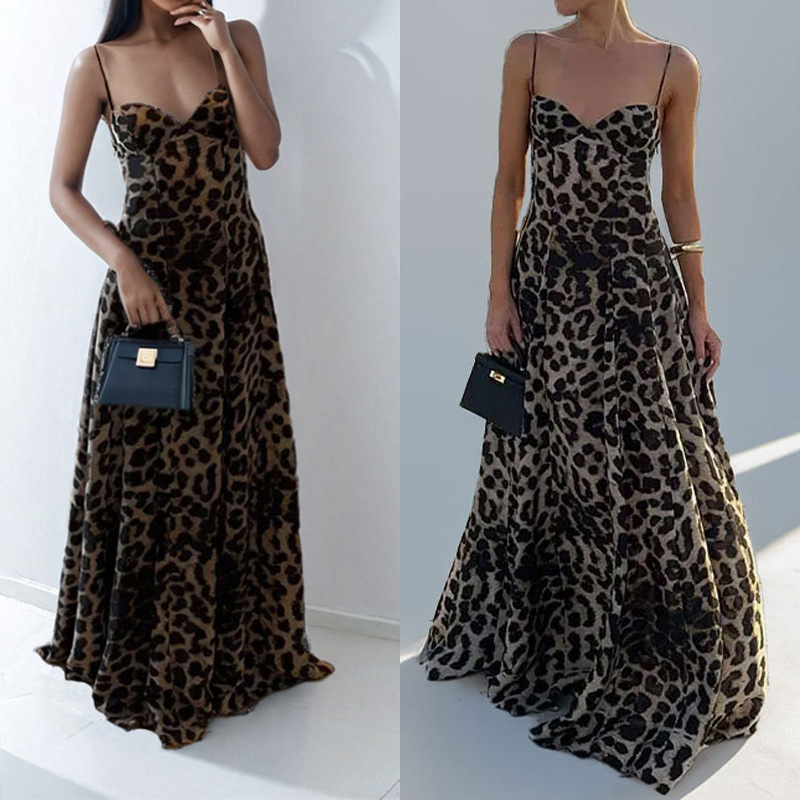Leopard Print Sleeveless Bodycon Midi Dress
