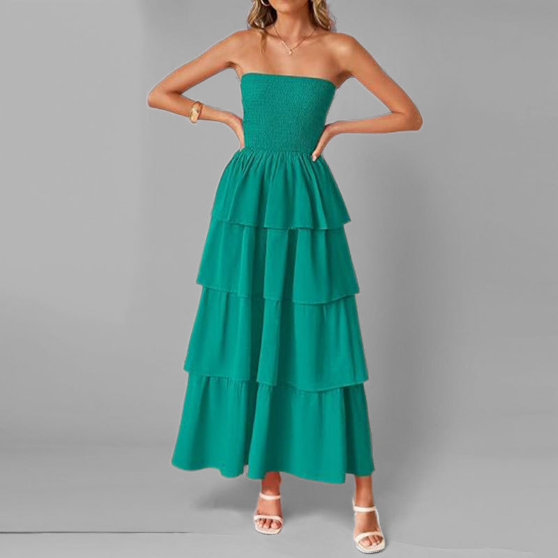 Women's Elegant Spaghetti Strap Open Back Slit Dress