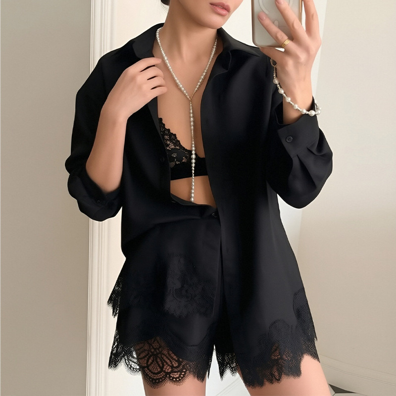 Women's Striped Shirt and Shorts Set Casual Two-Piece Outfit