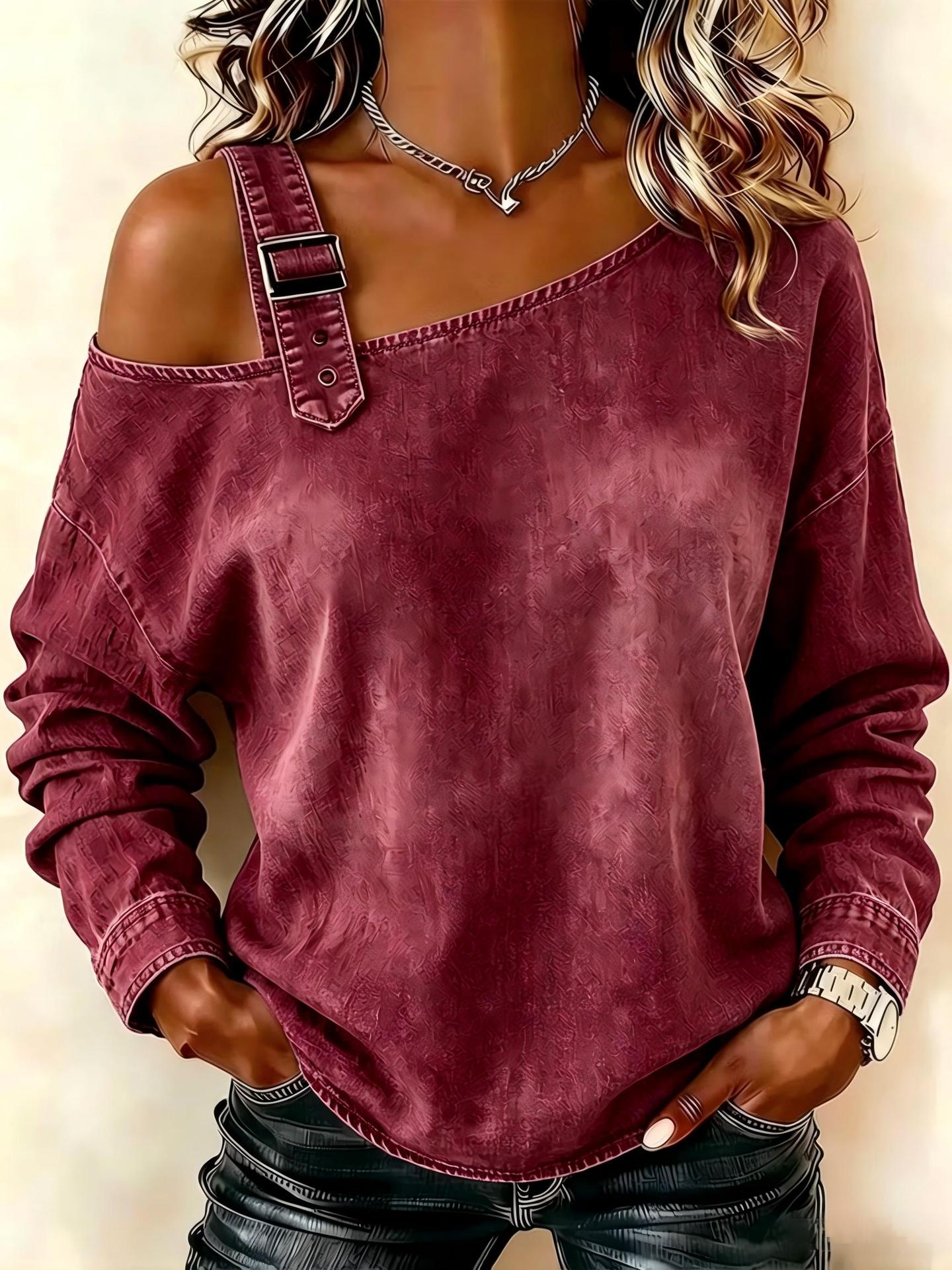 Gradient Wash Digital Print Crewneck Long-Sleeve Pullover Sweatshirt