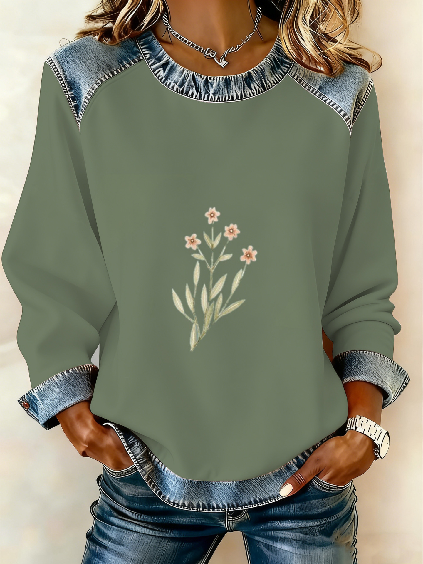 Women's Animal Lion Tiger Print Crewneck Sweatshirt