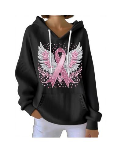 Women's Ribbon and Wing Print Casual Hoodie