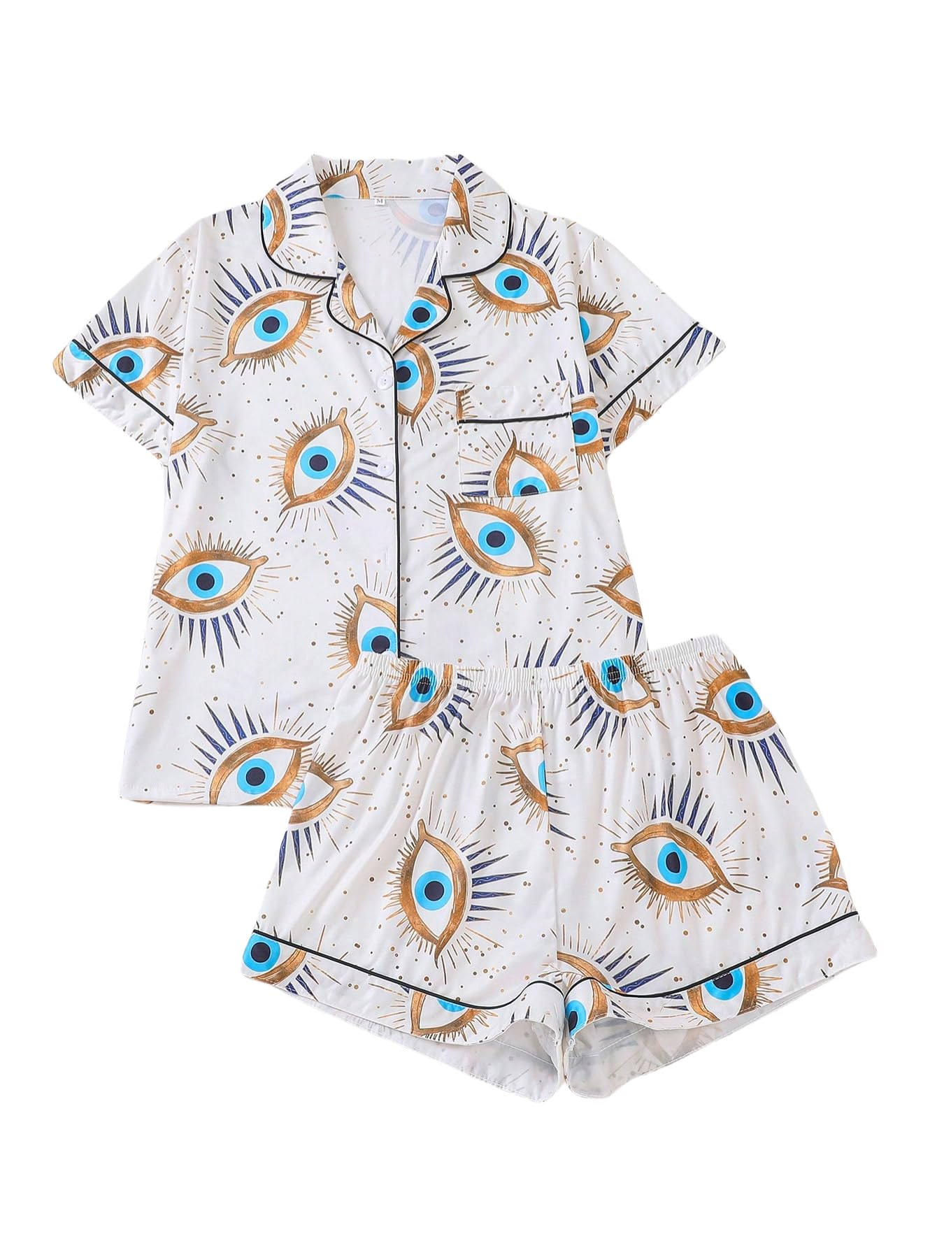 Women's Summer Hawaiian Print Short Sleeve Shirt Set