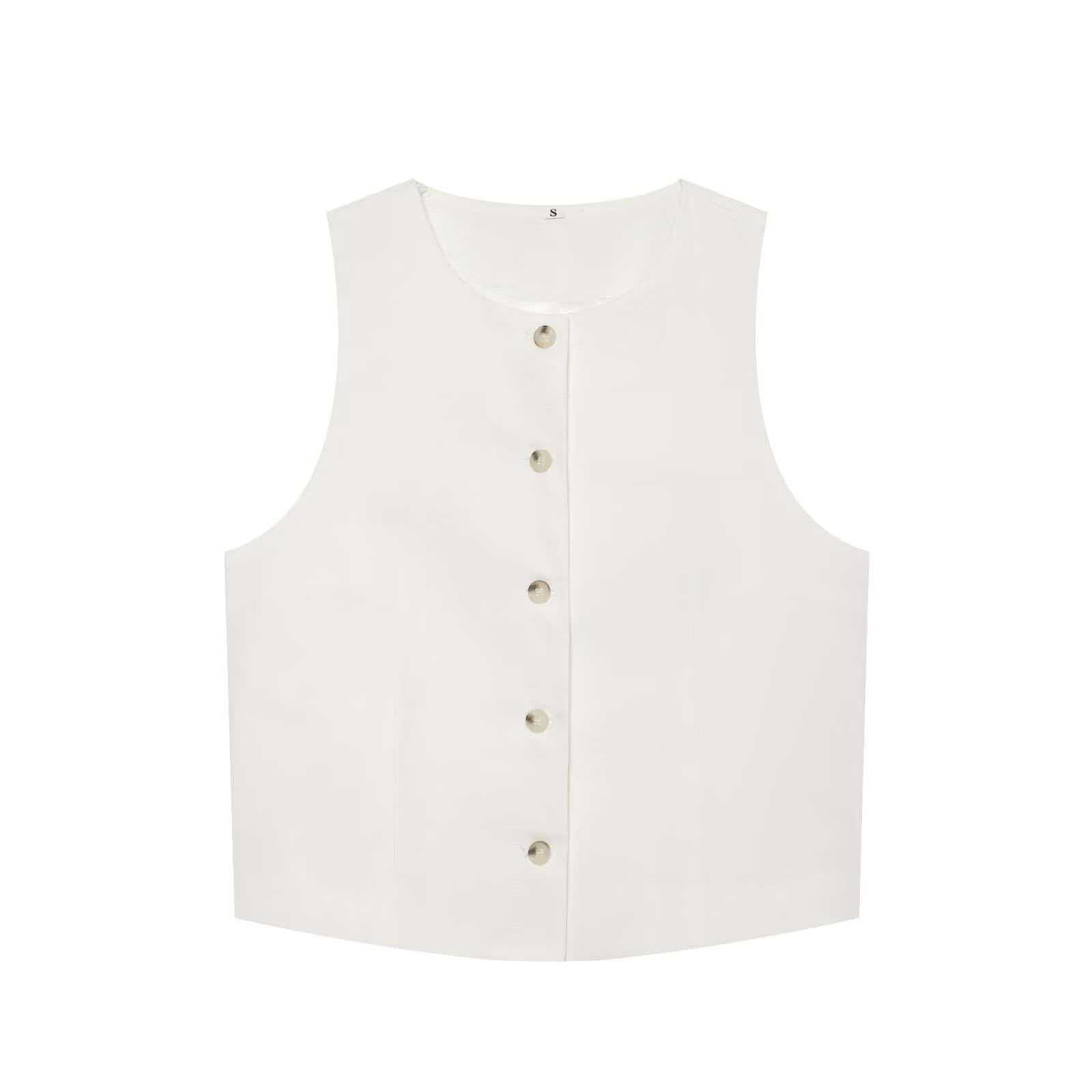 Women's Sleeveless Round Neck Vest and Shorts Two-Piece Set
