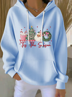 Women's Christmas Santa Tree Ice Cream Print Hoodie