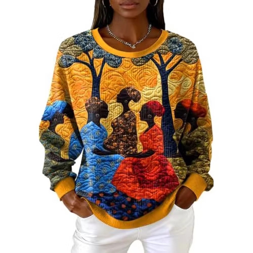 Women's Black Floral Tree Print Sweatshirt