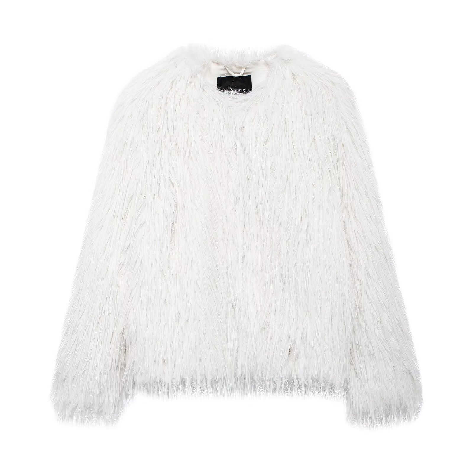 Women's Faux Fur Coat Street Style Round Neck Single-Breasted Long Sleeve