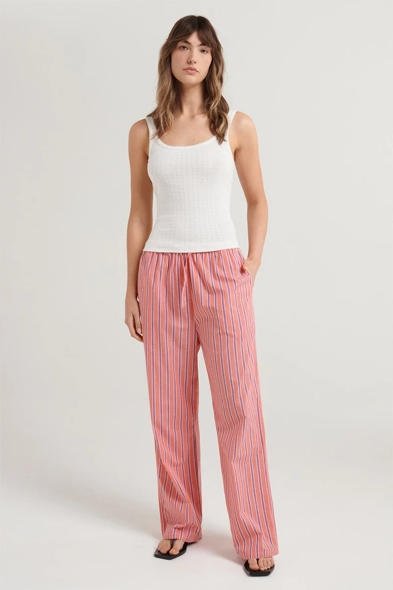 Women's Striped Wide-Leg Drawstring Pants Casual Loose Fit