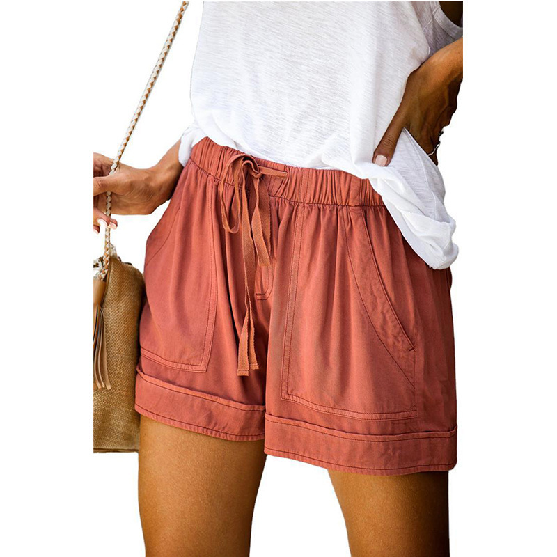 Women's High-Waist Tie-Waist Wide-Leg Casual Shorts