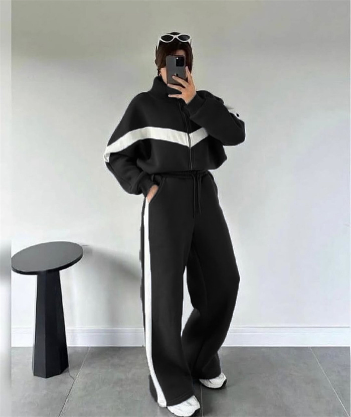 Women's Casual Zip-Up Cardigan and Pants Two-Piece Set