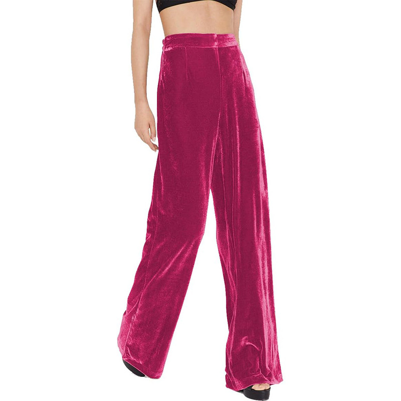 Women's High-Waist Wide-Leg Velvet Pants French Elegant Loose Fit