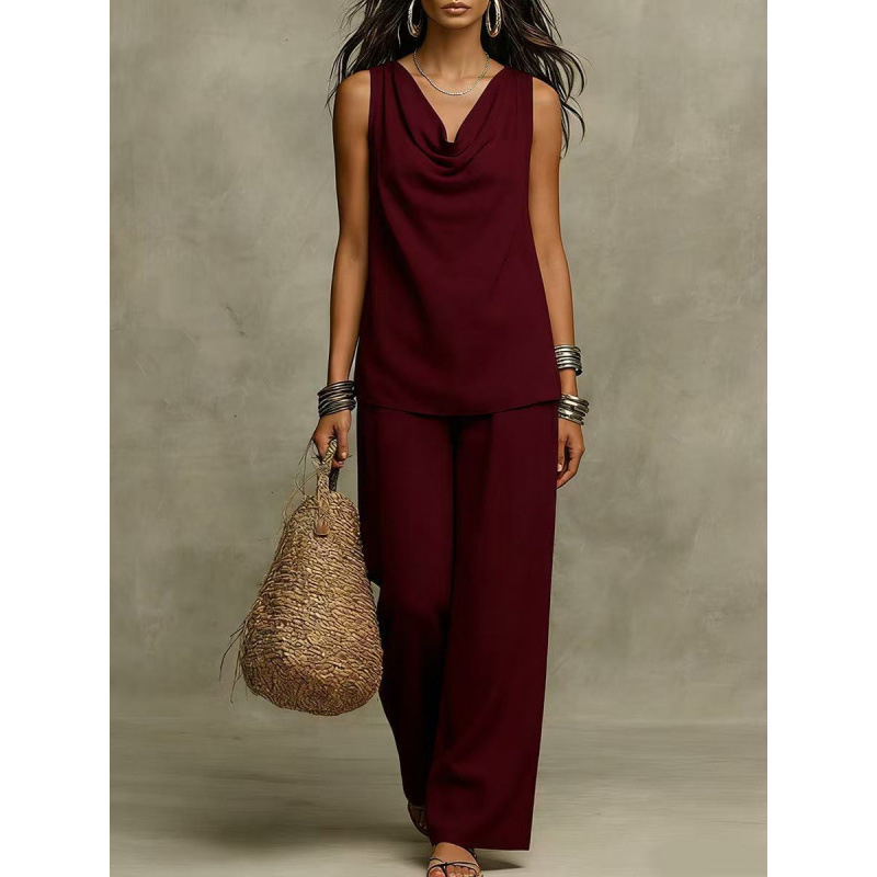 Women's Solid V-Neck Casual Two-Piece Set Short Sleeve Top