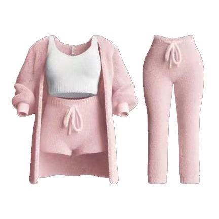 Knit Plush Long-Sleeve Cardigan, Vest & Shorts 3-Piece and 4-Piece Set