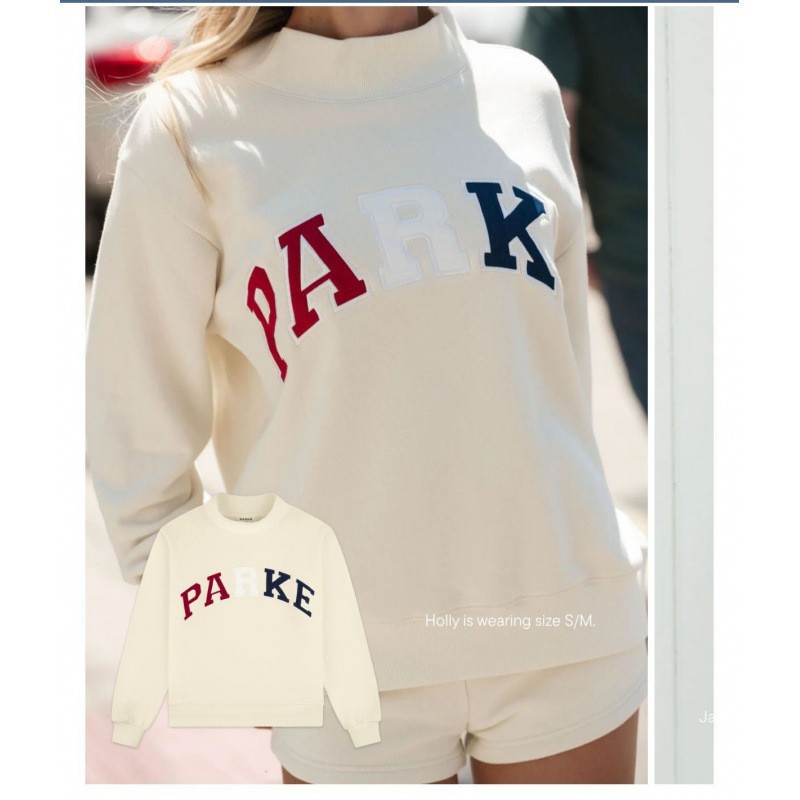Embroidered Letter Crewneck Long-Sleeve Pullover Sweatshirt for Women