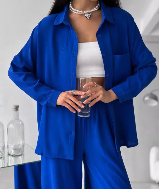 Women's Solid Color Cardigan and Wide-Leg Pants Set with Pockets