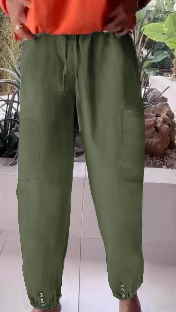 Women's High-Waist Wide-Leg Cropped Pants with Slight Stretch