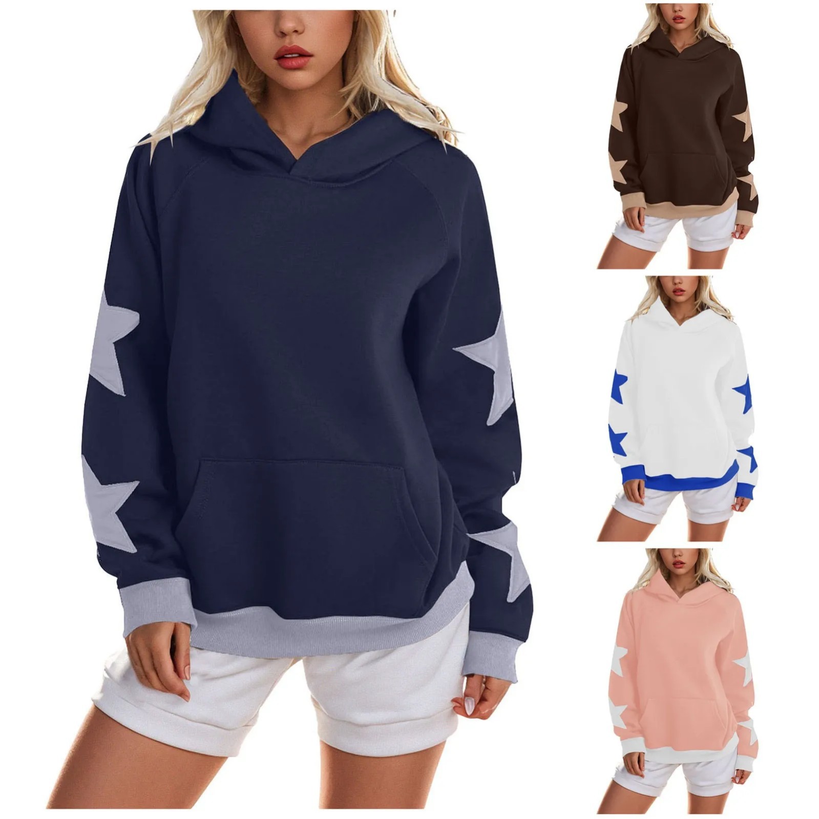 Women's Star Print Hooded Sweatshirt
