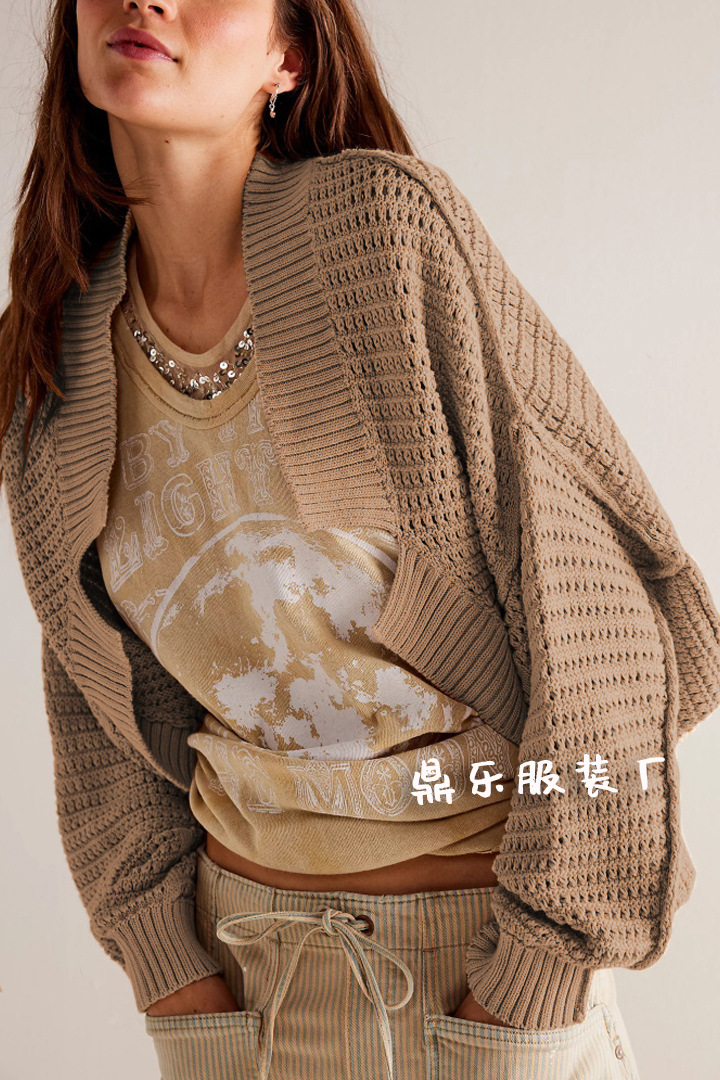V-Neck Batwing Sleeve Knit Cardigan Sweater for Women