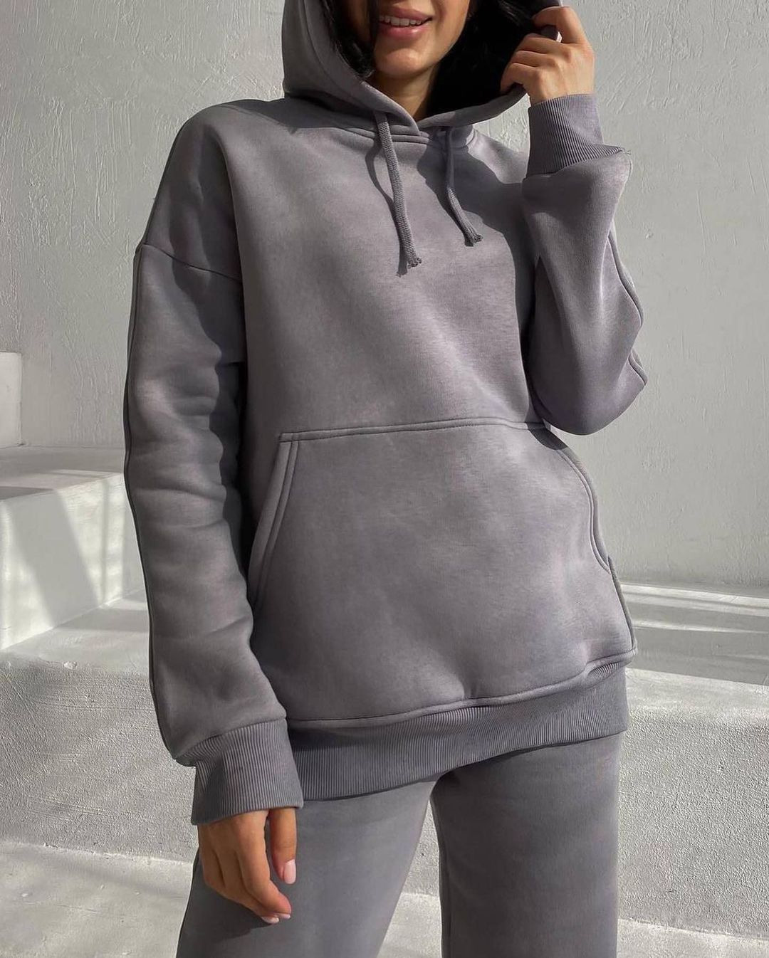 Fleece-Lined Hoodie and Pants Two-Piece Set