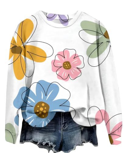 Women's Floral Animal Pumpkin Print Crewneck Sweatshirt