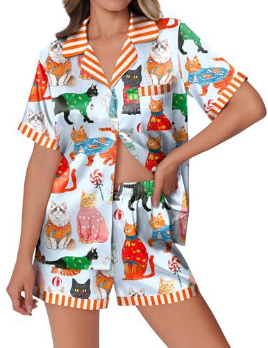 Cuban Collar Animal Print Short Sleeve Women's Set
