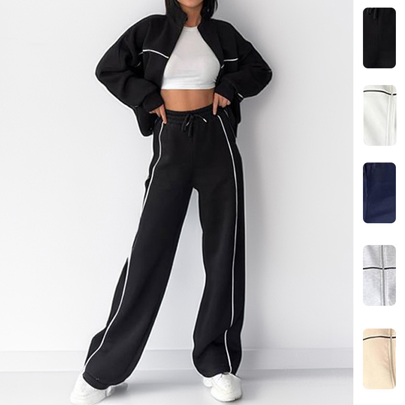 Women's Casual Zip-Up Hoodie and Pants Set
