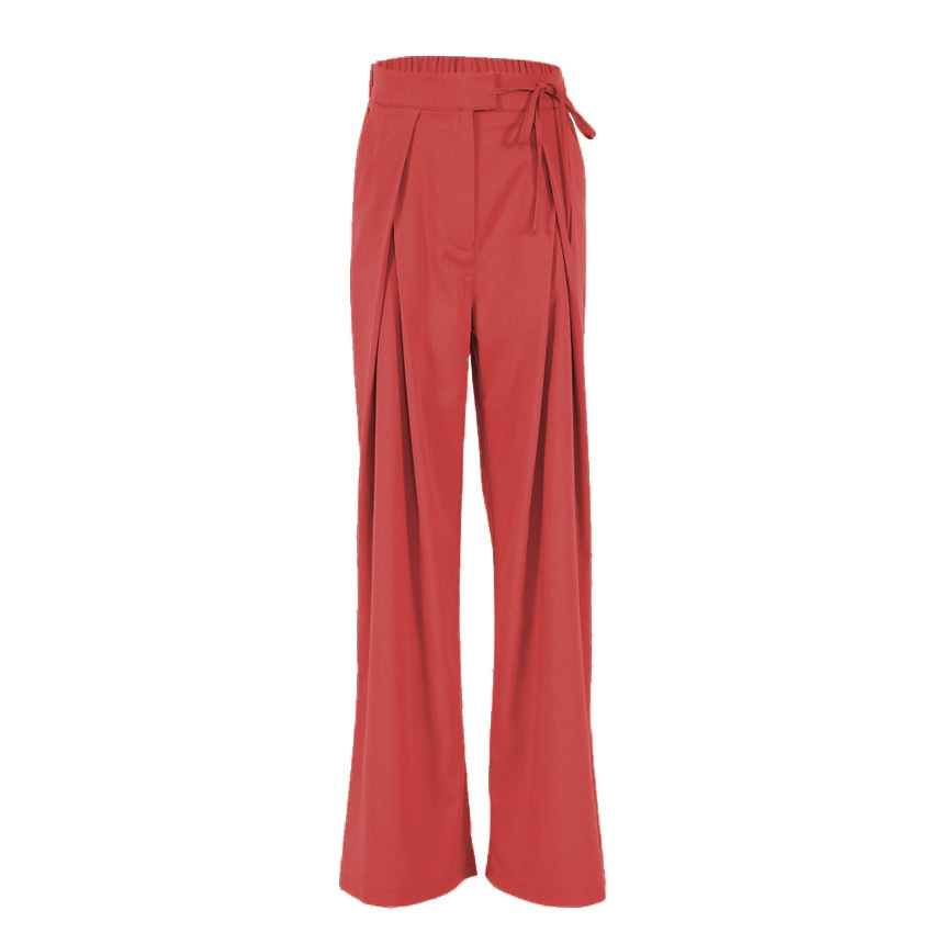 Women's High-Waist Straight-Leg Wide-Leg Pants with Drape, Loose Fit