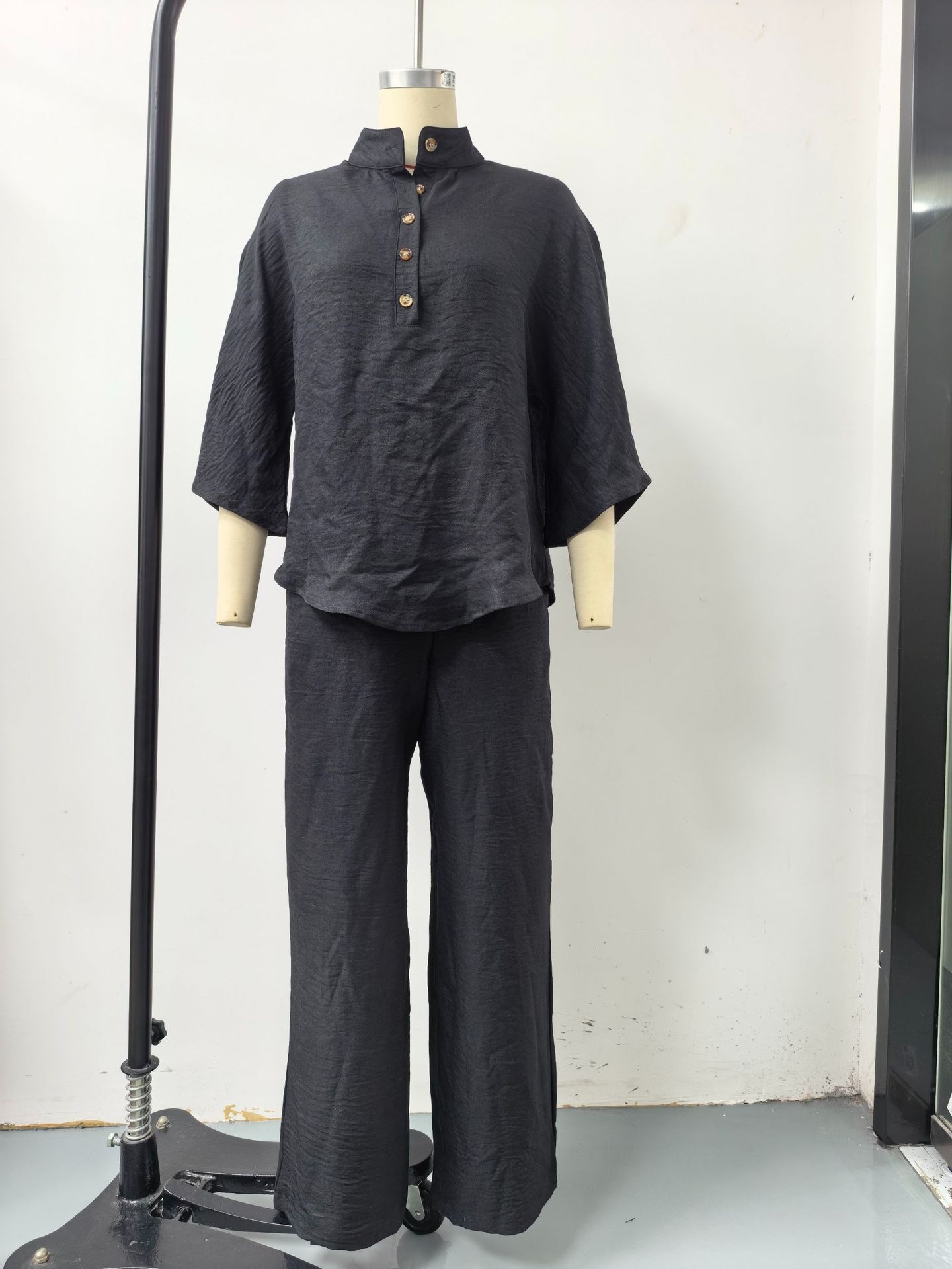 Women's Casual Solid Color Shirt and Pants Set