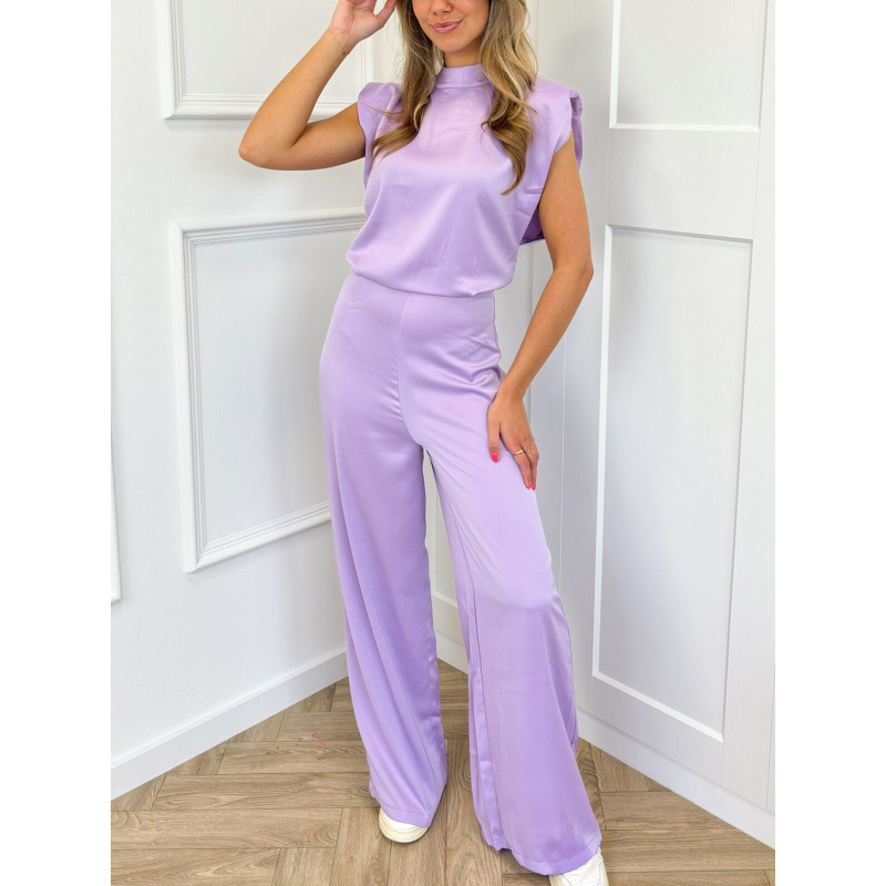 Women's Backless Sleeveless Jumpsuit Solid Color Straight Leg