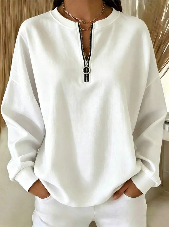 Women's Crewneck Half-Zip Pullover Long-Sleeve Sweatshirt