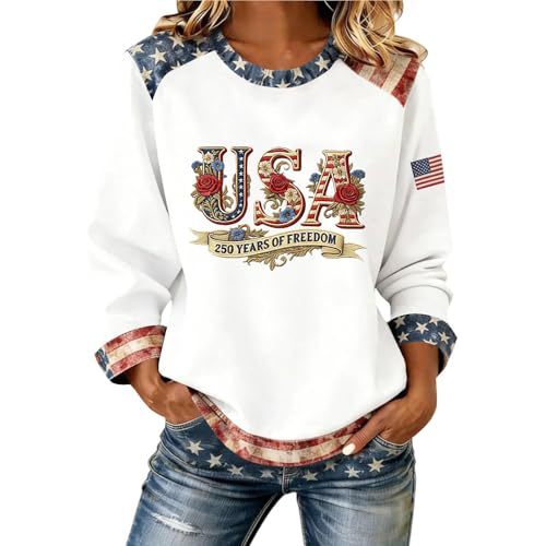 Women's USA Flag Star Print Sweatshirt