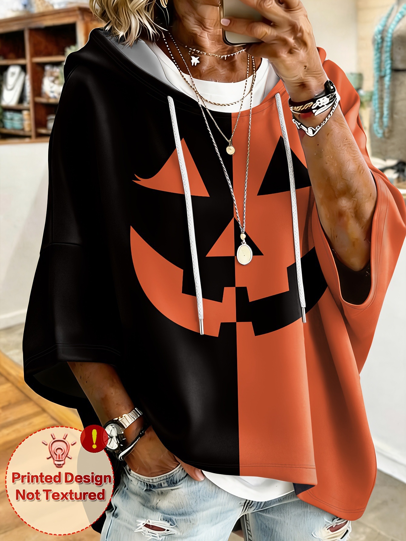 Women's Halloween Skull Pumpkin Print Casual Sweatshirt