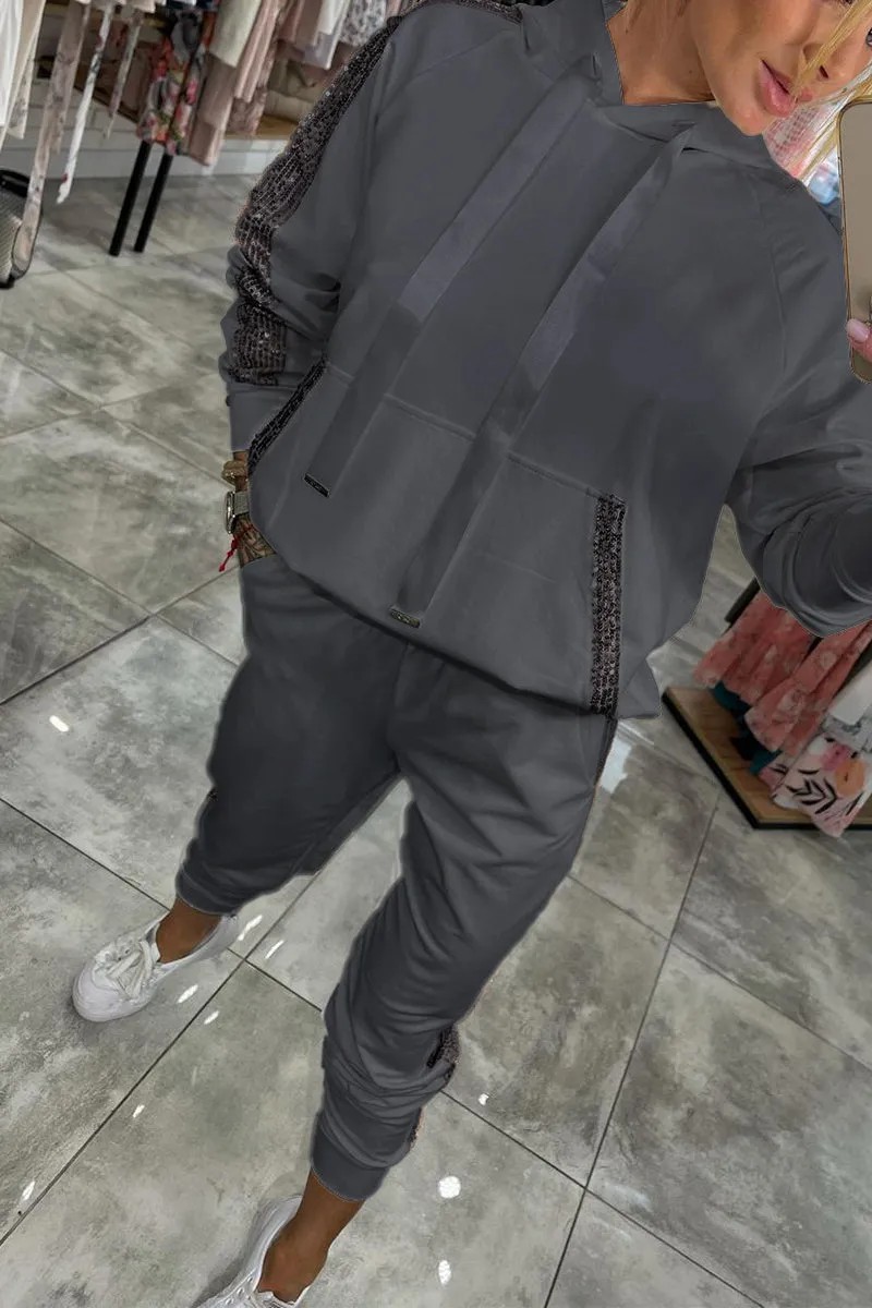 Sequin Pocket Hoodie and Jogger Set