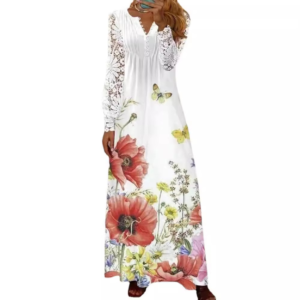 Women's Floral Lace Long Sleeve Dress