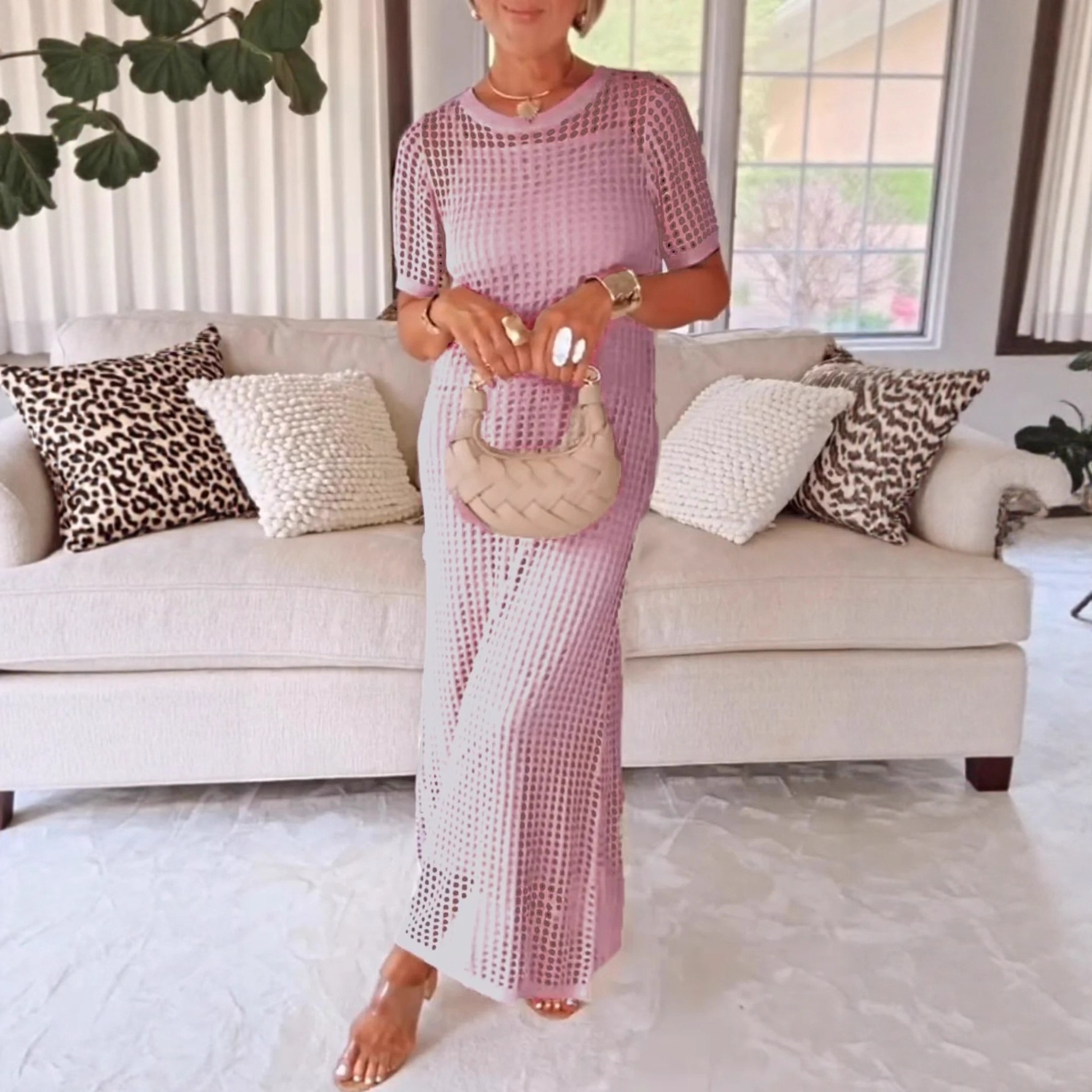 Women's Two-Piece Cami Dress and Sheer Mesh Skirt Set